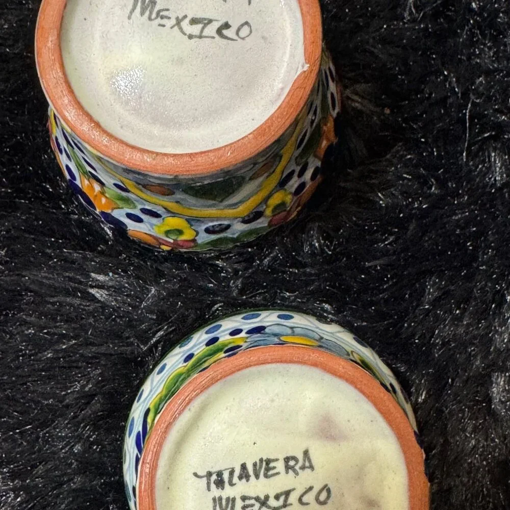 Talavera Mexican Folk Art Ceramic Mini Planters Floral Patterns Set Of 3 - Picture 8 of 9